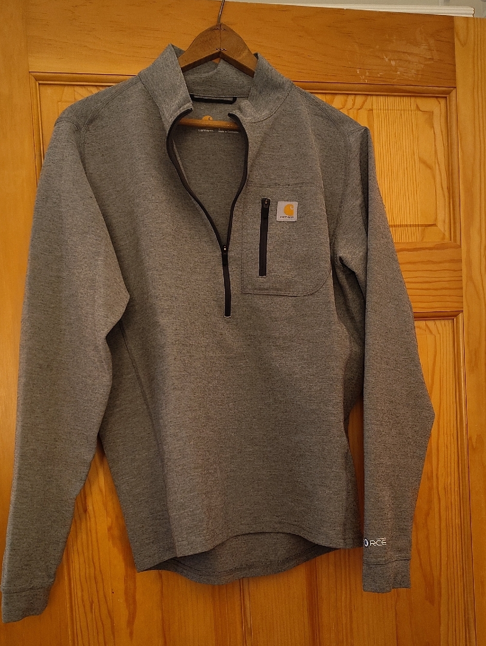 Carhartt Gray Heather Quarter-Zip Pullover with Chest Pocket Base Layer
